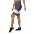 Load image into Gallery viewer, Whether you're running pavements or running errands, these Lavender Dreams biker shorts are the perfect choice. The comfortable, flexible fabric and high-rise waistband provide a flattering fit, while the white banding adds a touch of sophistication. Available in a range of sizes, these shorts are perfect for any body type.