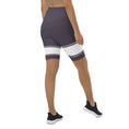 Load image into Gallery viewer, Whether you're running pavements or running errands, these Lavender Dreams biker shorts are the perfect choice. The comfortable, flexible fabric and high-rise waistband provide a flattering fit, while the white banding adds a touch of sophistication. Available in a range of sizes, these shorts are perfect for any body type.