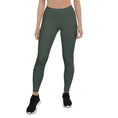 Load image into Gallery viewer, Elevate your everyday look with these Jade Ascent High-Waisted Leggings. The beautiful forest green shade with ascending lines is a stunning and unique addition to your wardrobe. The slim, high-rise fit flatters your figure, while the soft synthetic material with added stretch offers comfortable movement.