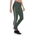 Load image into Gallery viewer, Elevate your everyday look with these Jade Ascent High-Waisted Leggings. The beautiful forest green shade with ascending lines is a stunning and unique addition to your wardrobe. The slim, high-rise fit flatters your figure, while the soft synthetic material with added stretch offers comfortable movement.