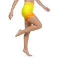 Load image into Gallery viewer, Get ready to feel comfortable and stylish with these Sunset Sands yoga shorts. Made from a soft microfiber yarn, these leggings feature a wide elastic waistband that flatters your curves and keeps you feeling secure during your workout. With a beautiful sunset-inspired design, these yoga shorts are perfect for anything from evening runs to gym workouts.