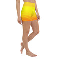 Load image into Gallery viewer, Get ready to feel comfortable and stylish with these Sunset Sands yoga shorts. Made from a soft microfiber yarn, these leggings feature a wide elastic waistband that flatters your curves and keeps you feeling secure during your workout. With a beautiful sunset-inspired design, these yoga shorts are perfect for anything from evening runs to gym workouts.