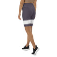 Load image into Gallery viewer, Whether you're running pavements or running errands, these Lavender Dreams biker shorts are the perfect choice. The comfortable, flexible fabric and high-rise waistband provide a flattering fit, while the white banding adds a touch of sophistication. Available in a range of sizes, these shorts are perfect for any body type.
