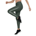 Load image into Gallery viewer, Elevate your everyday look with these Jade Ascent High-Waisted Leggings. The beautiful forest green shade with ascending lines is a stunning and unique addition to your wardrobe. The slim, high-rise fit flatters your figure, while the soft synthetic material with added stretch offers comfortable movement. 
