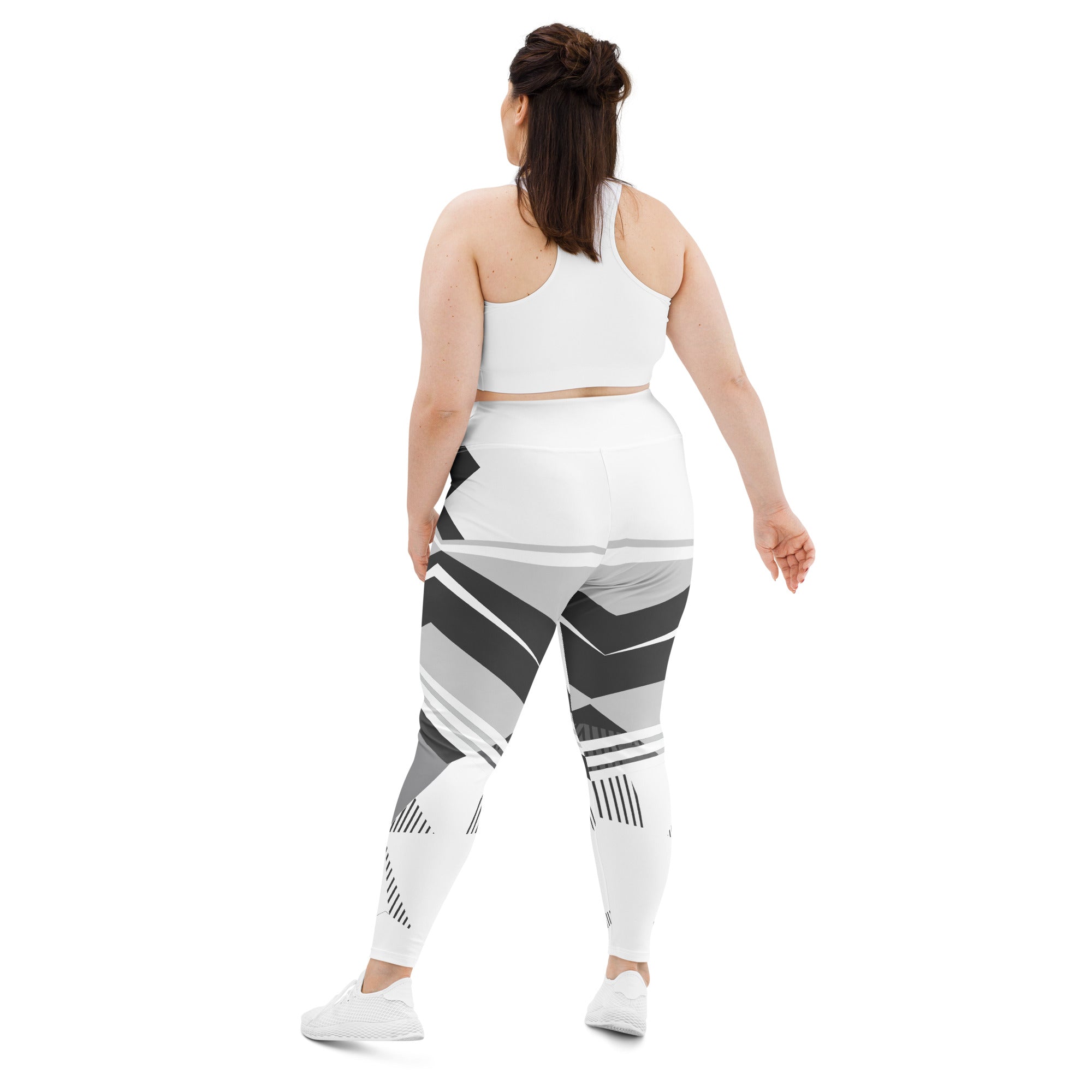 Introducing the must-have addition to your activewear collection: Neo Weave plus size leggings. These cutting-edge leggings feature a sleek and stylish design, combining a striking geometric pattern with a comfortable and flattering fit. The high waistband offers ultimate support and coverage, while the capri length ensures breathability during your workouts.