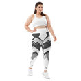 Load image into Gallery viewer, Introducing the must-have addition to your activewear collection: Neo Weave plus size leggings. These cutting-edge leggings feature a sleek and stylish design, combining a striking geometric pattern with a comfortable and flattering fit. The high waistband offers ultimate support and coverage, while the capri length ensures breathability during your workouts.
