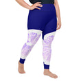 Load image into Gallery viewer, Introducing the Citrus Burst plus size leggings, the perfect mix of fun and comfort! The playful grapefruit design pops against the rich blue background, while the soft microfiber yarn ensures maximum comfort and flexibility.
