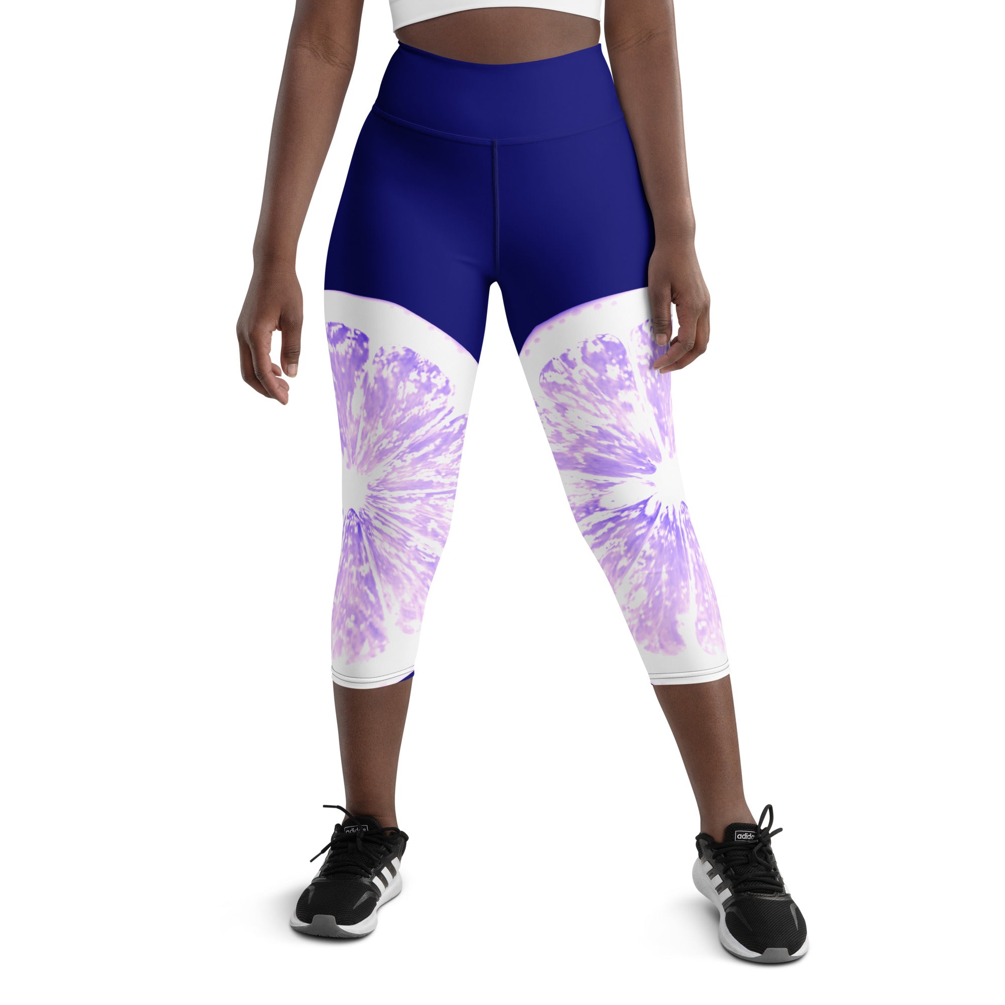 Get ready to feel energized and refreshed with our Citrus Burst yoga capris! Featuring a playful and unique grapefruit design, these capris are made with a high waistband that keeps everything in place during your most challenging poses. 