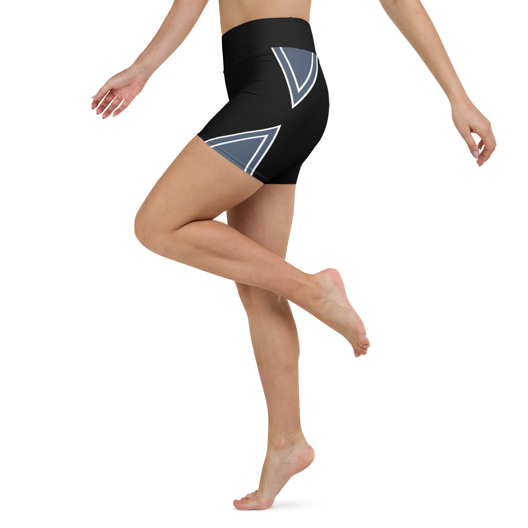 Experience ultimate comfort and style with our Azure Intuition Yoga Shorts. Crafted with a blend of 82% polyester and 18% spandex, these shorts offer a soft and luxurious feel against your skin. The four-way stretch fabric provides exceptional flexibility, allowing you to move with ease during your yoga practice or any active endeavor.