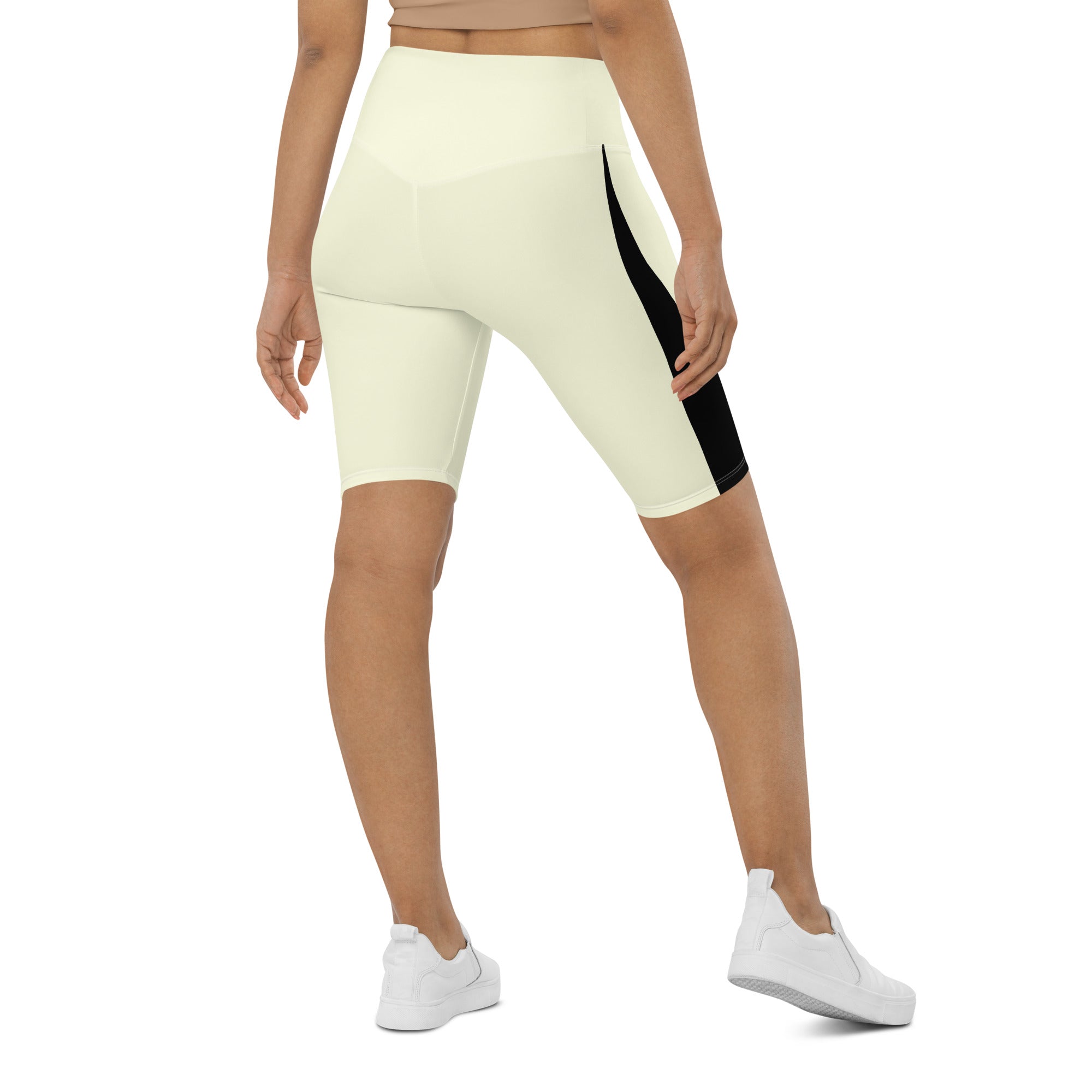 Add a pop of color to your wardrobe with these high-waisted Lemon Slice biker shorts. Made from a comfortable microfiber yarn, these shorts offer the perfect blend of style and function