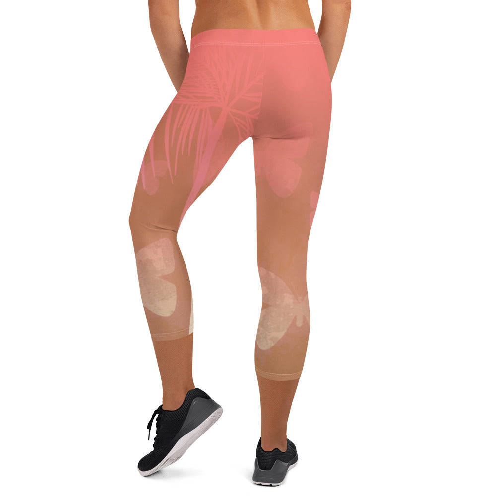 Get ready to hit the gym with our Butterfly Breeze leggings! Made from a super soft and stretchy microfiber yarn, these capri leggings will keep you comfortable during even the most intense workouts.