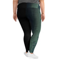 Load image into Gallery viewer, Get ready to embrace your connection with nature with these super comfortable plus-size leggings! The soft and stretchy fabric is adorned with an evergreen forest pattern on one leg and classic black on the other.
