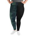 Load image into Gallery viewer, Get ready to embrace your connection with nature with these super comfortable plus-size leggings! The soft and stretchy fabric is adorned with an evergreen forest pattern on one leg and classic black on the other.
