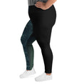 Load image into Gallery viewer, Get ready to embrace your connection with nature with these super comfortable plus-size leggings! The soft and stretchy fabric is adorned with an evergreen forest pattern on one leg and classic black on the other.
