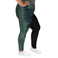 Load image into Gallery viewer, Get ready to embrace your connection with nature with these super comfortable plus-size leggings! The soft and stretchy fabric is adorned with an evergreen forest pattern on one leg and classic black on the other.
